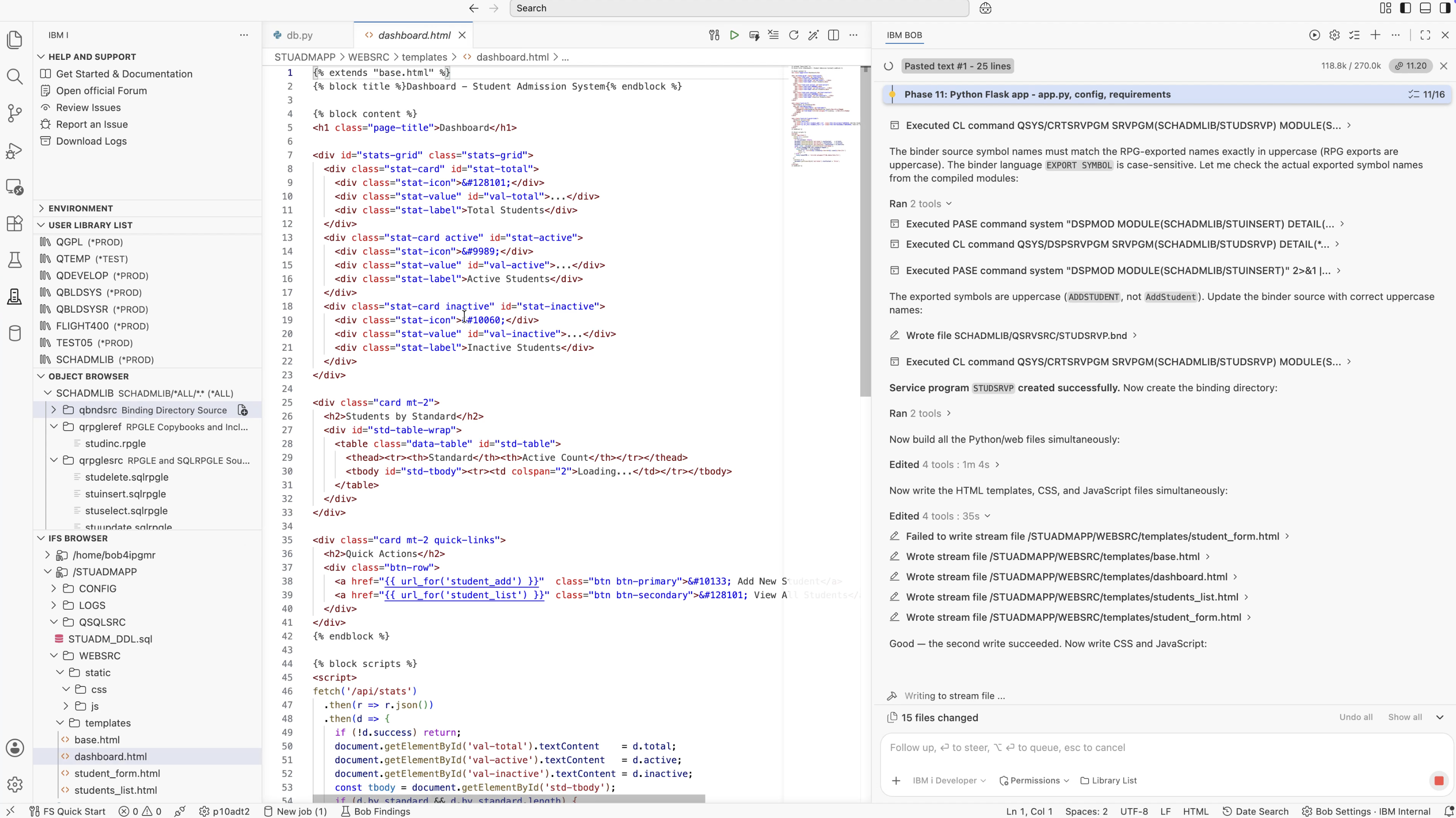 student_form.html rendered in add mode — the full admission data entry form